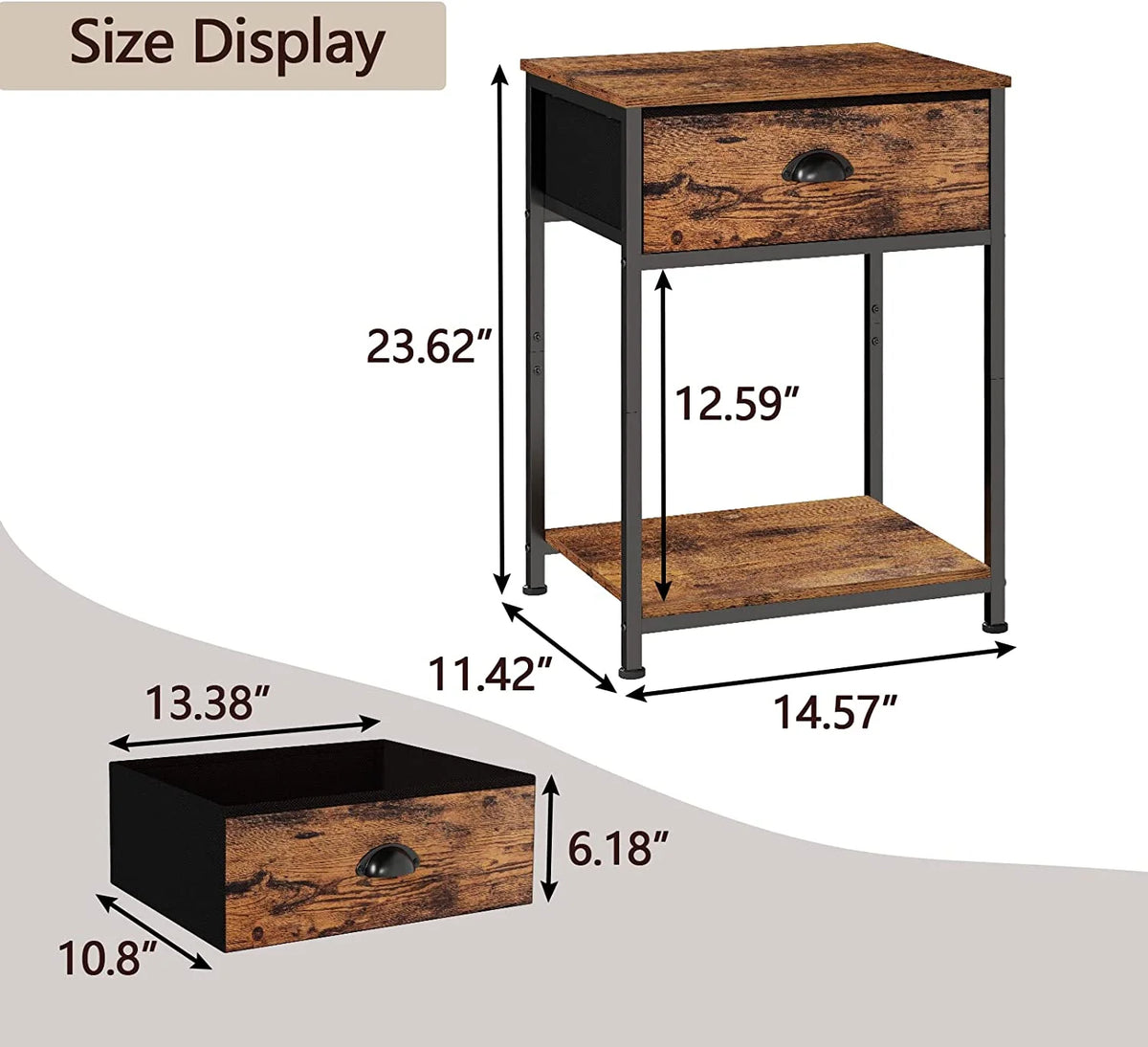 Set of 2 Nightstands with Fabric Drawer and Storage Shelf I581734