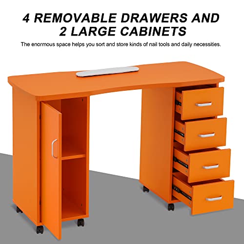 White Nail Table with 4 Drawers S589