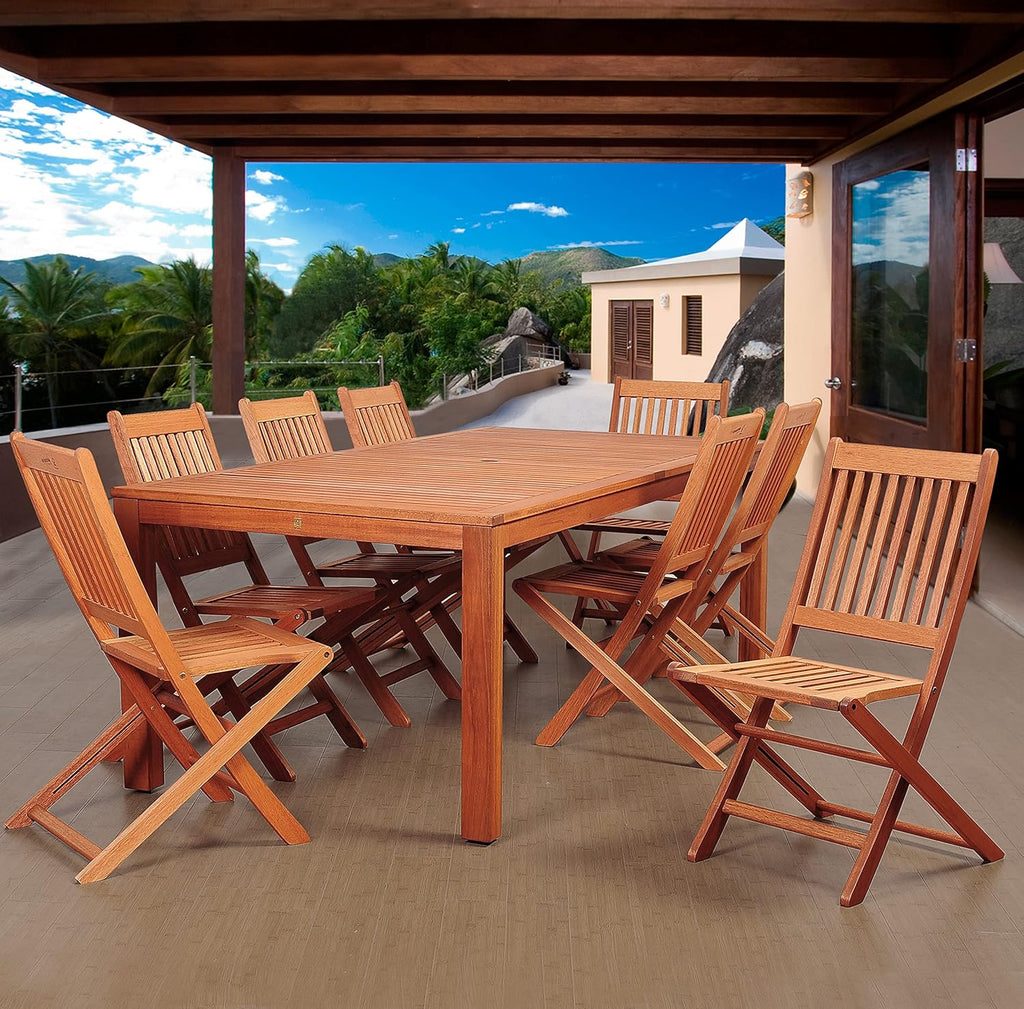 9 Piece Eucalyptus Rectangular Dining Set A853732