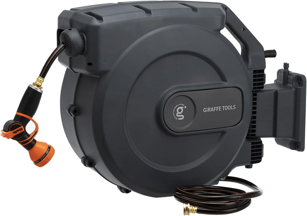 Retractable Wall Mounted Garden Hose Reel 1/2" x 147 ft with Automatic Rewind W243872