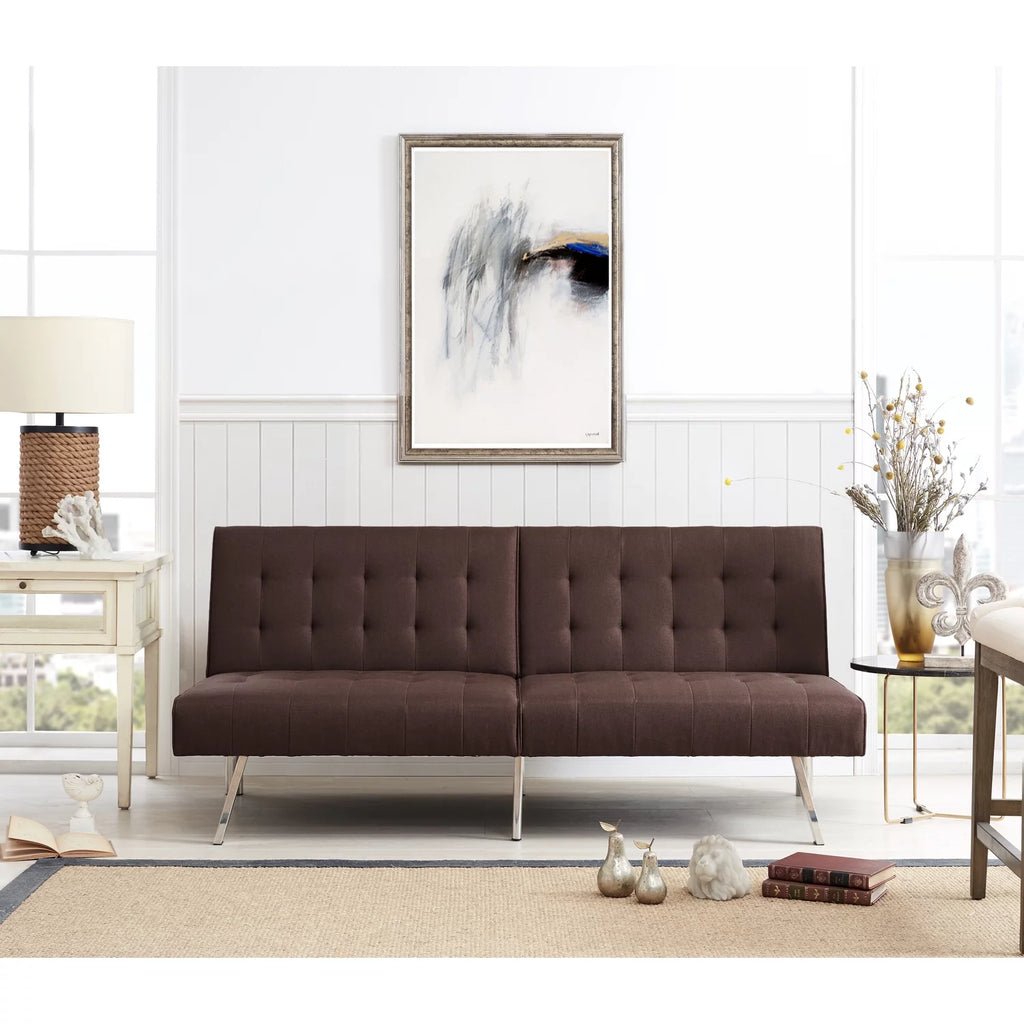 Espresso Linen Tufted Split Back Futon Sofa S92168