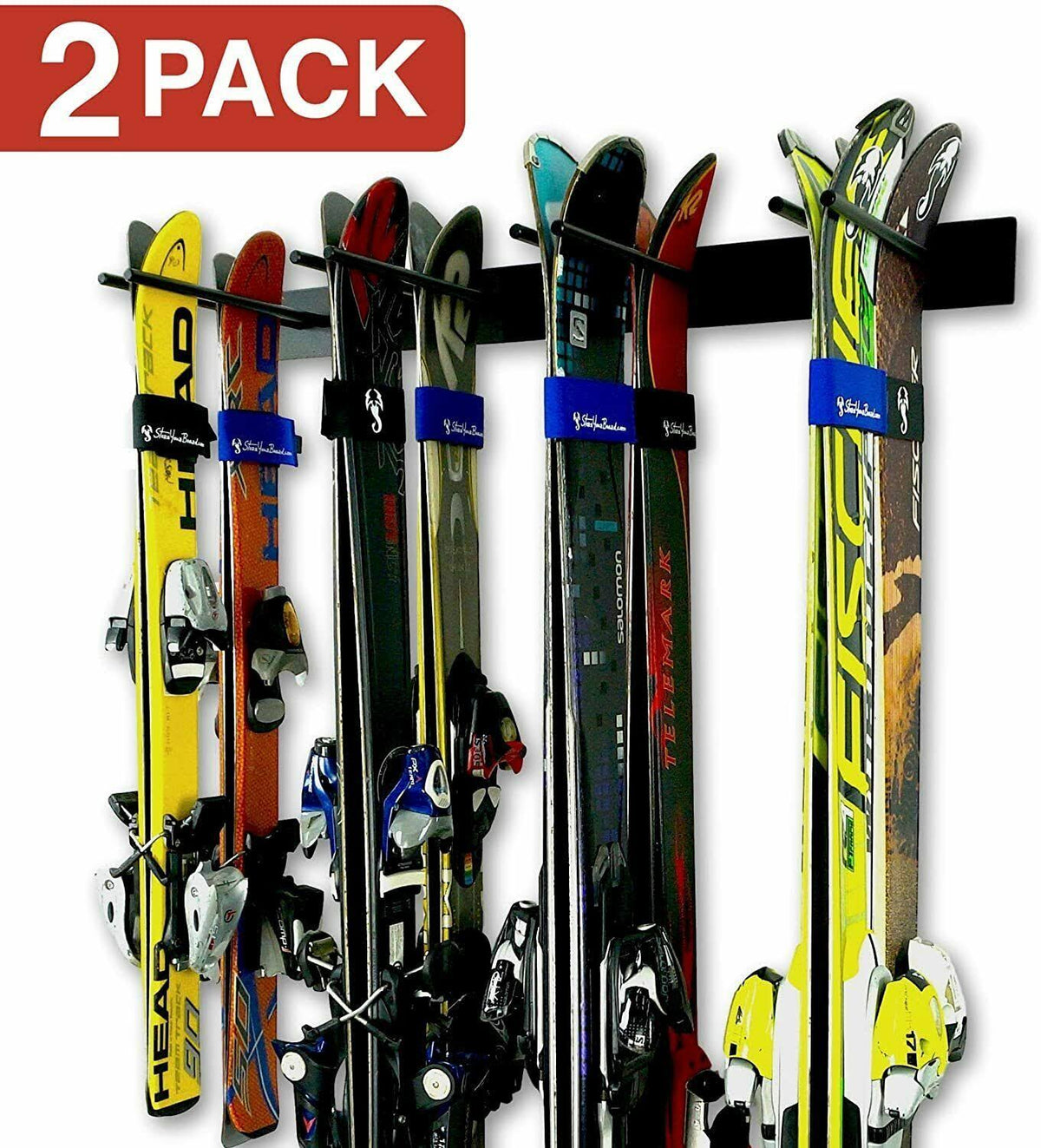 Ski Wall Storage Rack, 2 Pack Holds 16 Pairs, Steel X798