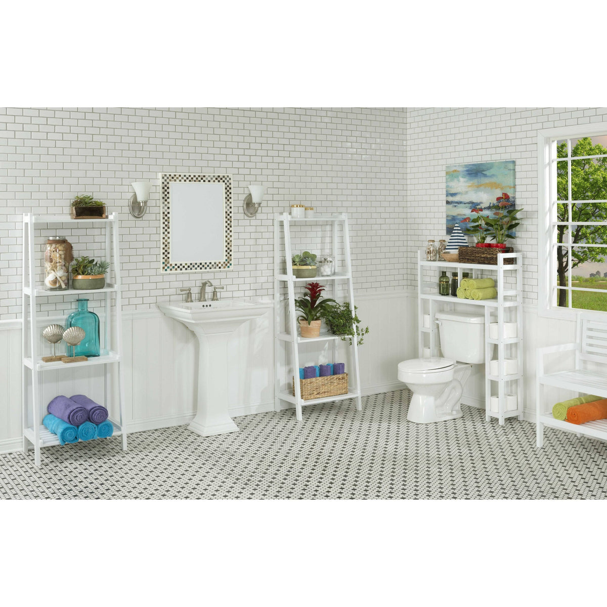 White Bathroom Organizer with 2 Shelves A6721