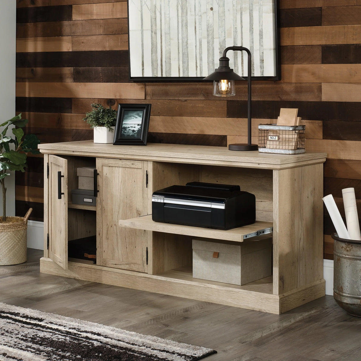 Prime Oak Engineered Wood Office Printer Credenza G588