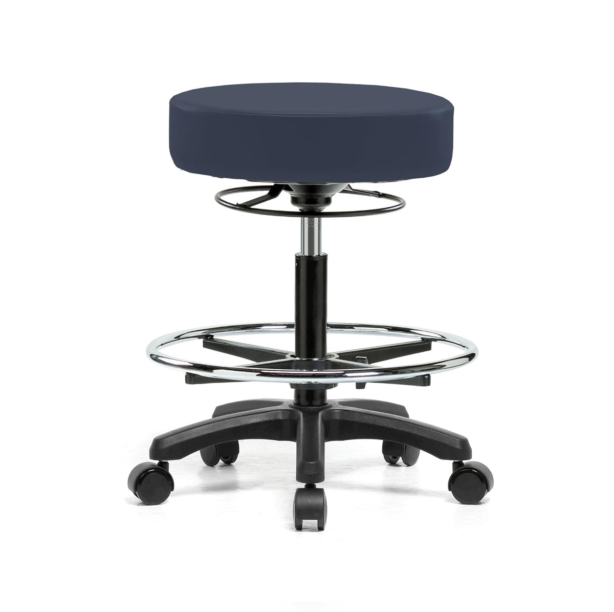 Black Fabric Rolling Height Adjustable Stool L1871