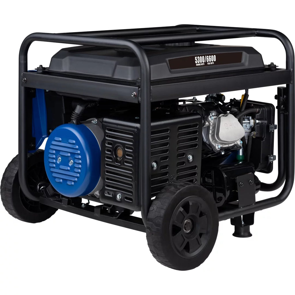 6600 Peak Watt Electric Start Portable Gas Powered Generator with CO Sensor and Wheel Kit H78310