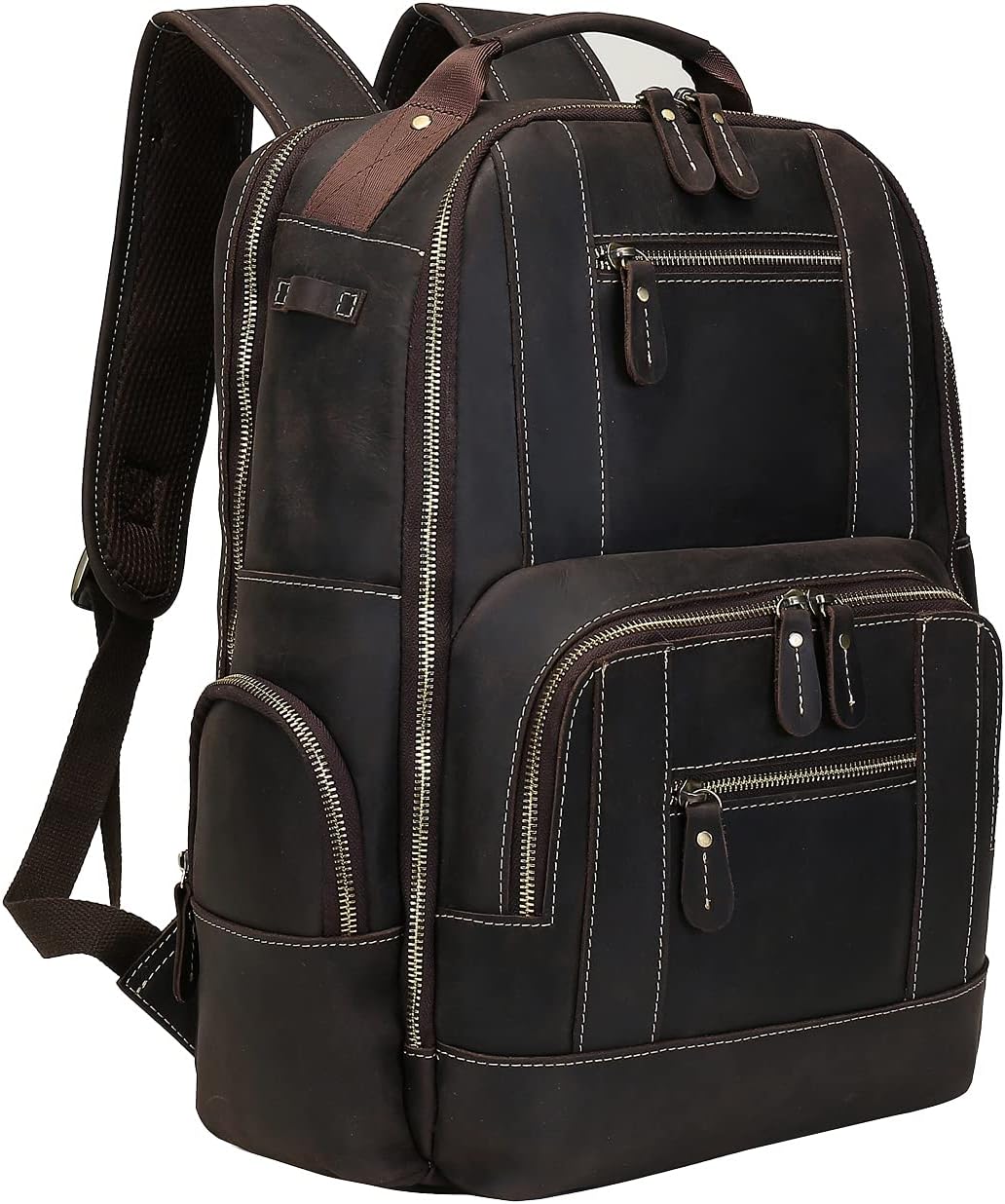 Leather Backpack for Men, 15.6 inch Laptop Backpack Vintage Full Grain Leather Bookbag V8058