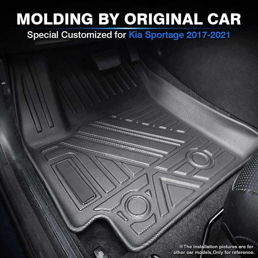 All Weather Car Floor Mats 1st & 2nd Row Black Non-slip H9662