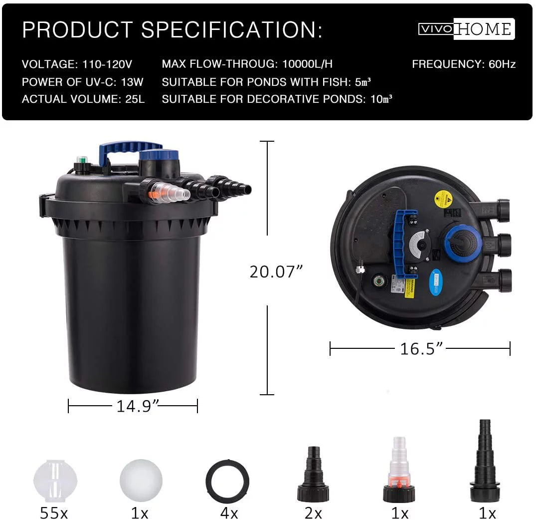 Bio Pressure Pond Filter with 13-Watt UV Light N76052