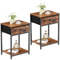 Set of 2 Nightstands with Fabric Drawer and Storage Shelf I581734