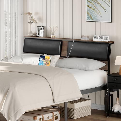King Size Upholstered Headboard with Charging Station V640