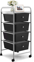 4-Drawers Storage Cart Bin with Wheels and Metal Frame (Black) B529