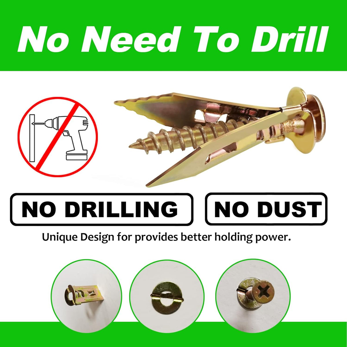 200 PCS Zinc Plated Steel Self-Drilling Drywall Anchors W7842