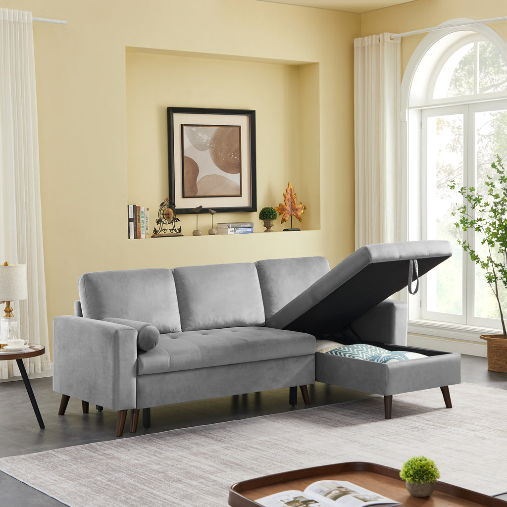 Reversible Pull out Sleeper Sectional Sofa Bed with Storage T760