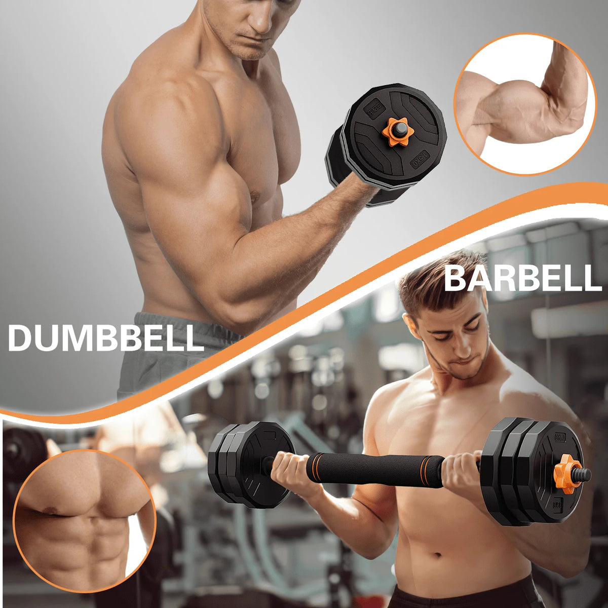 44lb 6-in-1 Adjustable Dumbbells Set with Connector B852