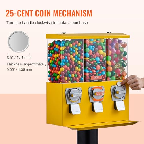 Yellow Triple Compartment Candy Dispenser with Iron Stand D67370