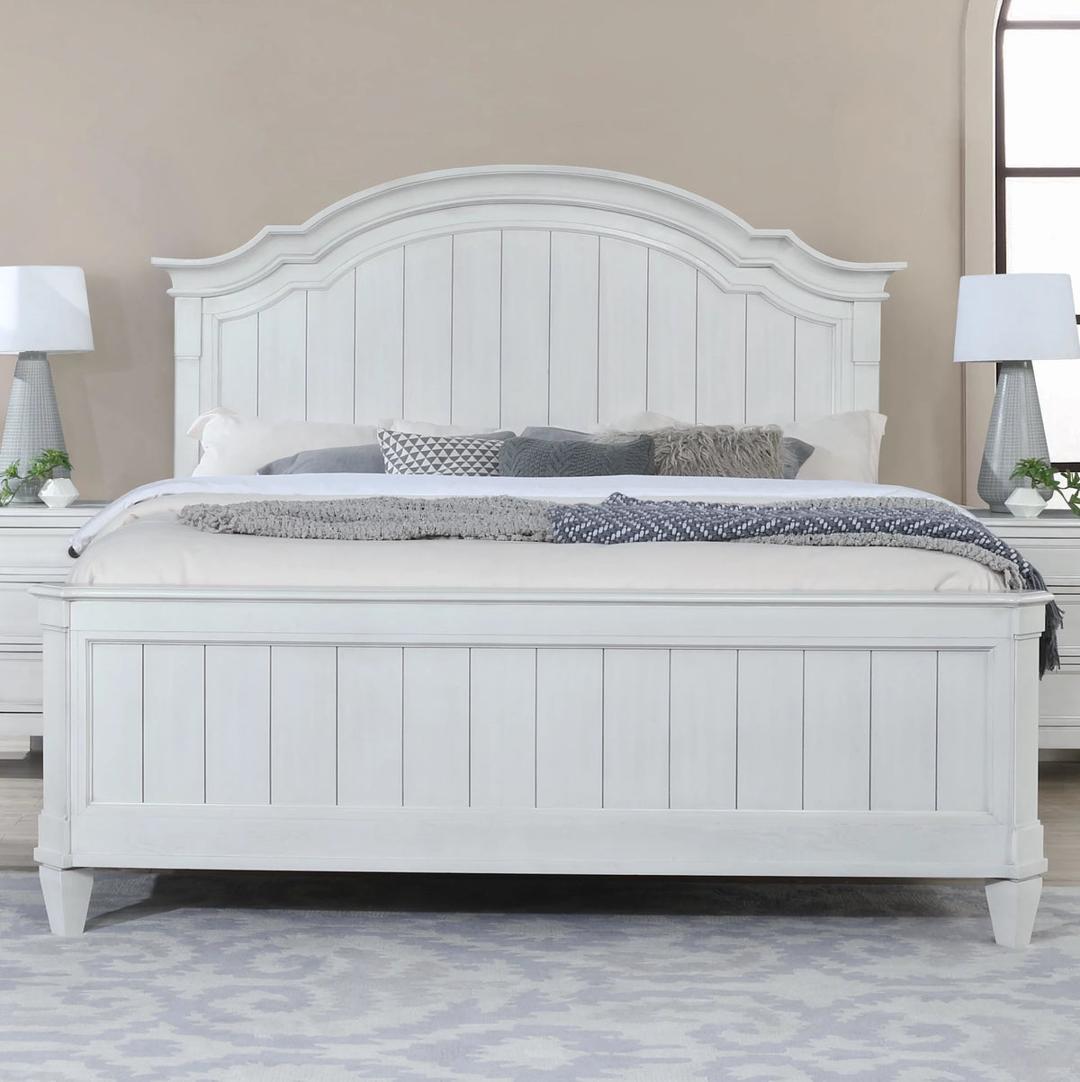 King White Wood Bed E115
