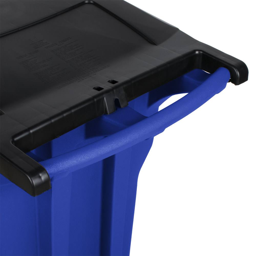 Blue 95 gal Square Rollouts with Casters P3518