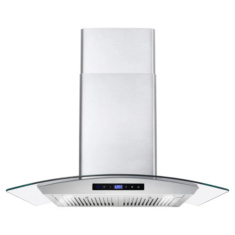 380 CFM Convertible Wall Mount Range Hood with Glass Canopy J9022