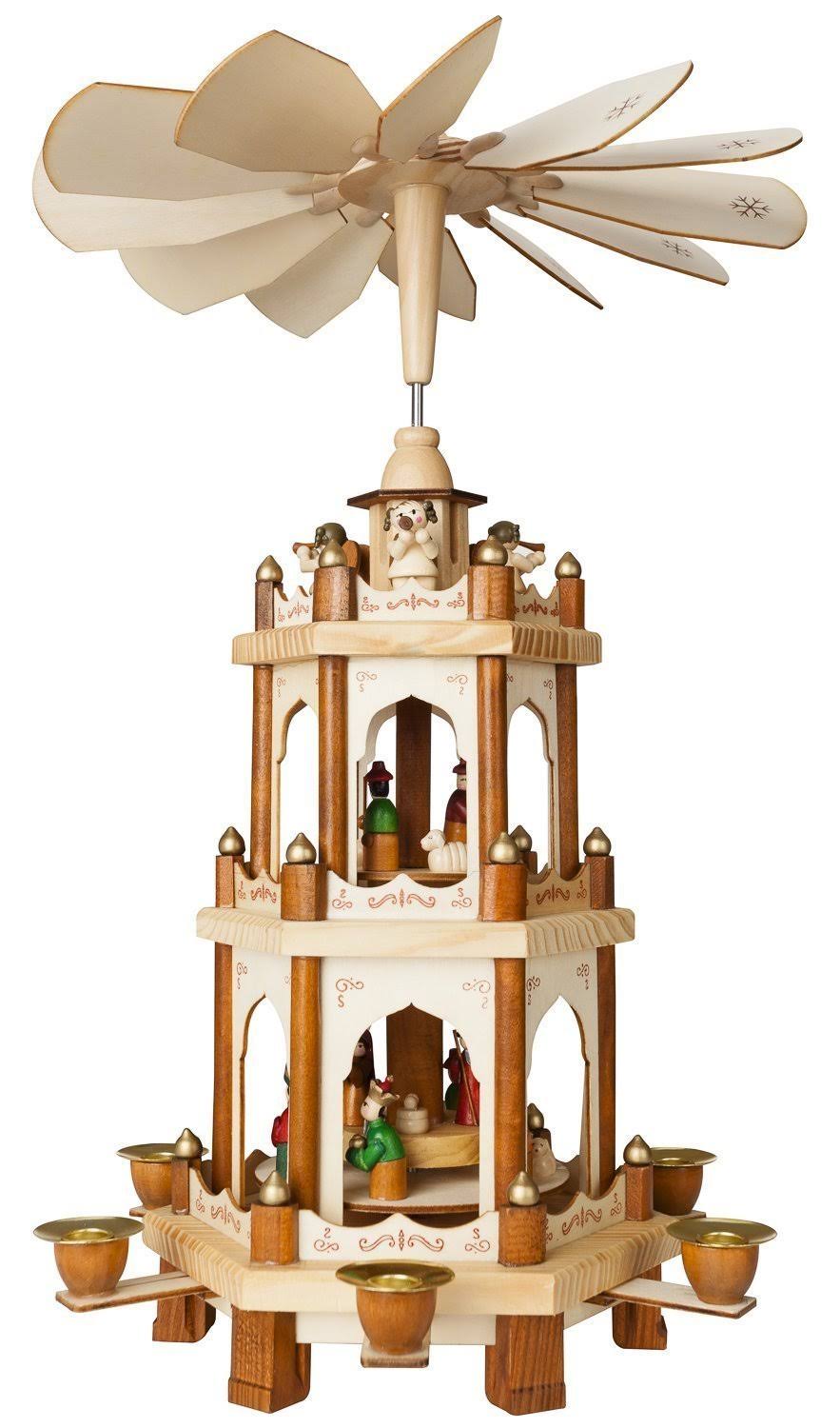 Wooden Christmas Pyramid 18 Inches 3 Tier Carousel U18517