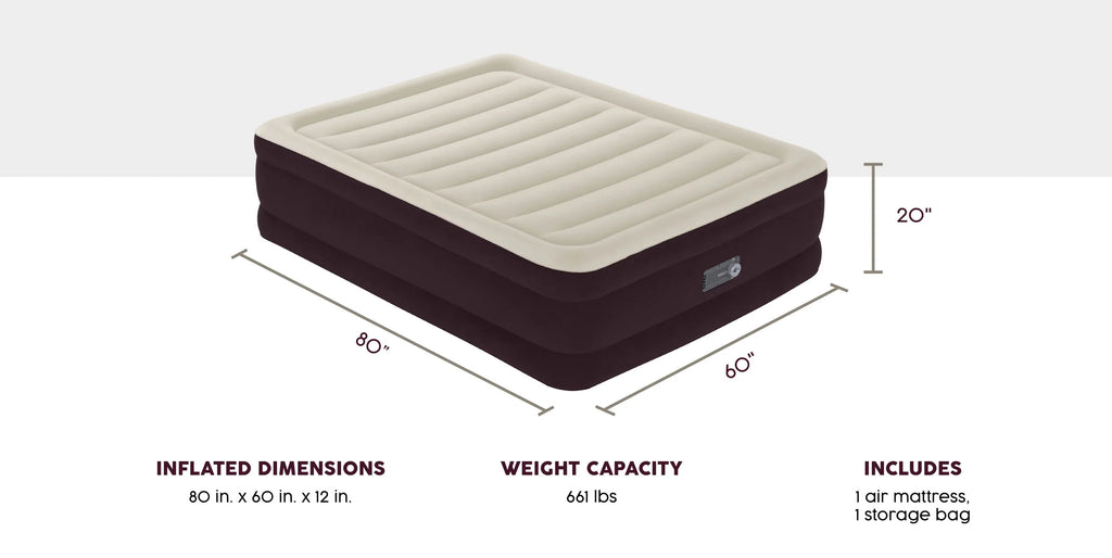 Maroon Queen Air Mattress with Built-in Pump K27244