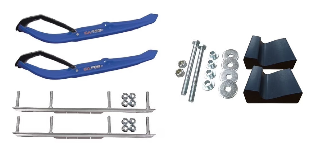 Blue MTX Snowmobile Skis with 6" Shaper Bars Complete Kit P2760