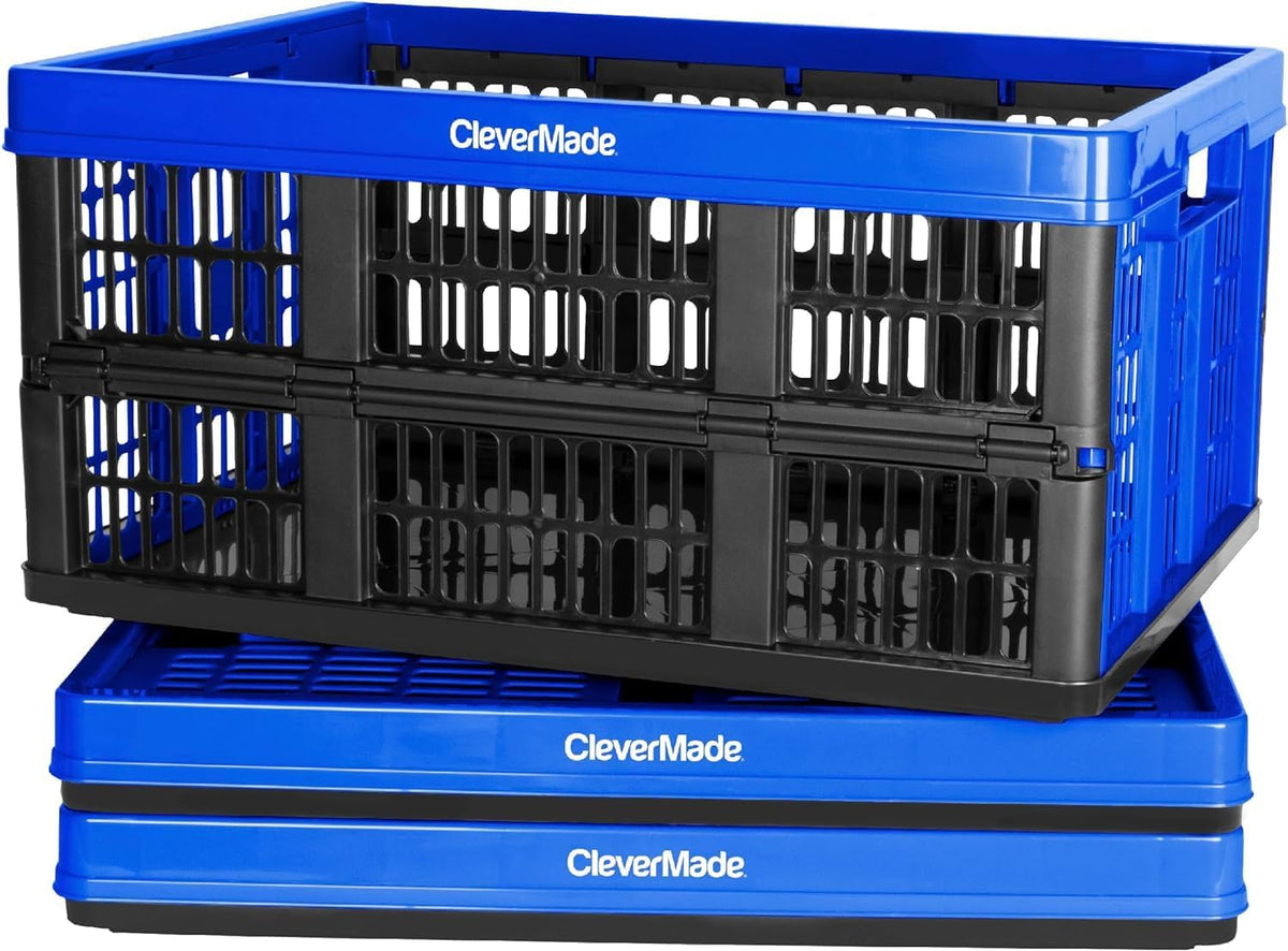 Royal Blue 3PK 45L Collapsible Plastic Storage Bins J6687