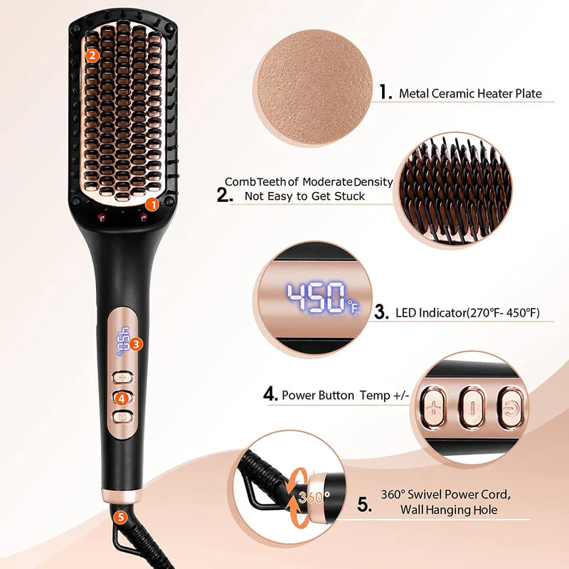 Ionic Hair Straightener Brush with 6 Temp K6531