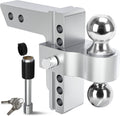 Adjustable Trailer Hitch Ball Mount, 2.5-Inch Receiver, 6-Inch Drop, Forged Aluminum Shank, 2-Inch and 2-5/16-Inch Combo Stainless Steel Tow Balls with Double Pin Key Locks M387