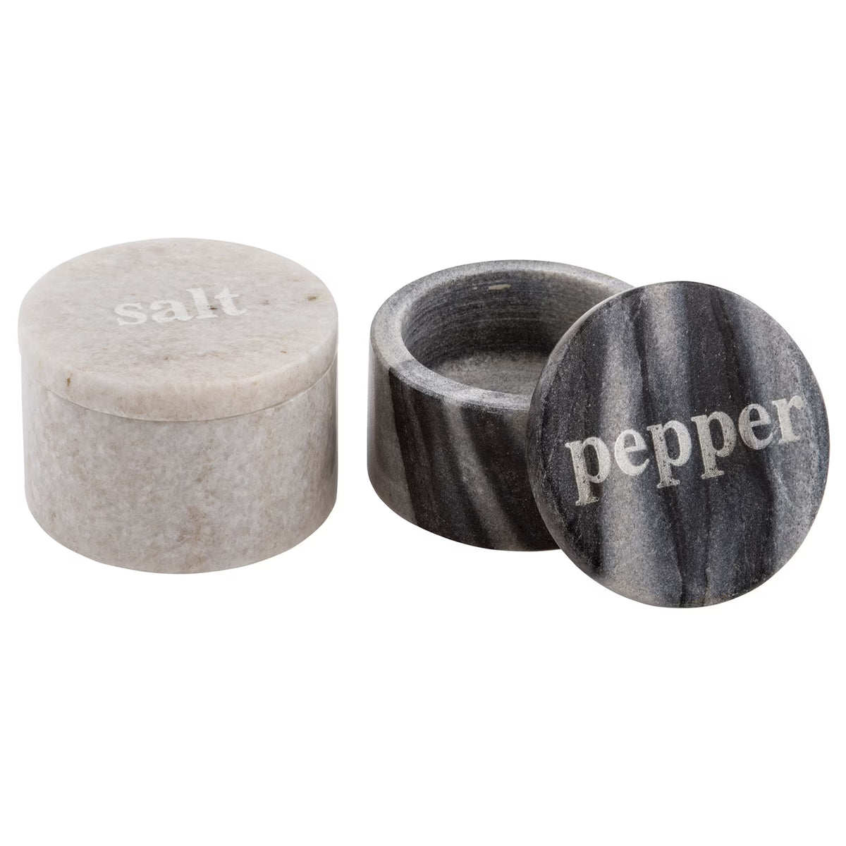 White & Black Marble Pinch Pots with Etched Lids A569289