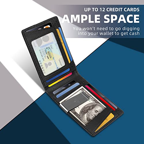 Slim RFID Blocking Front Pocket Bifold Wallets with Money Clip E448788