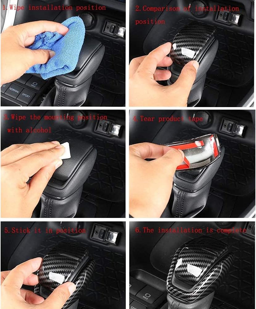 Carbon Fiber Auto Gear Shift Knob Cover Sticker Trim U9489