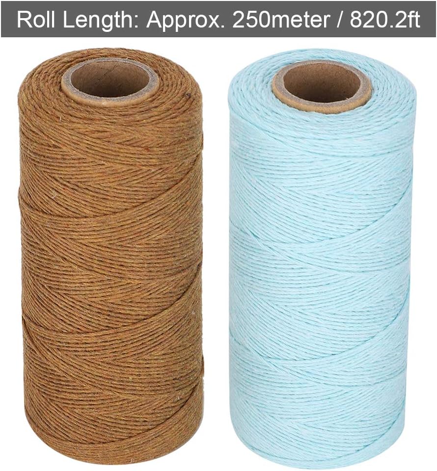 2 Rolls Pure Cotton Yarn 8/4 Warp Thread (Brown+Light Blue) F727910