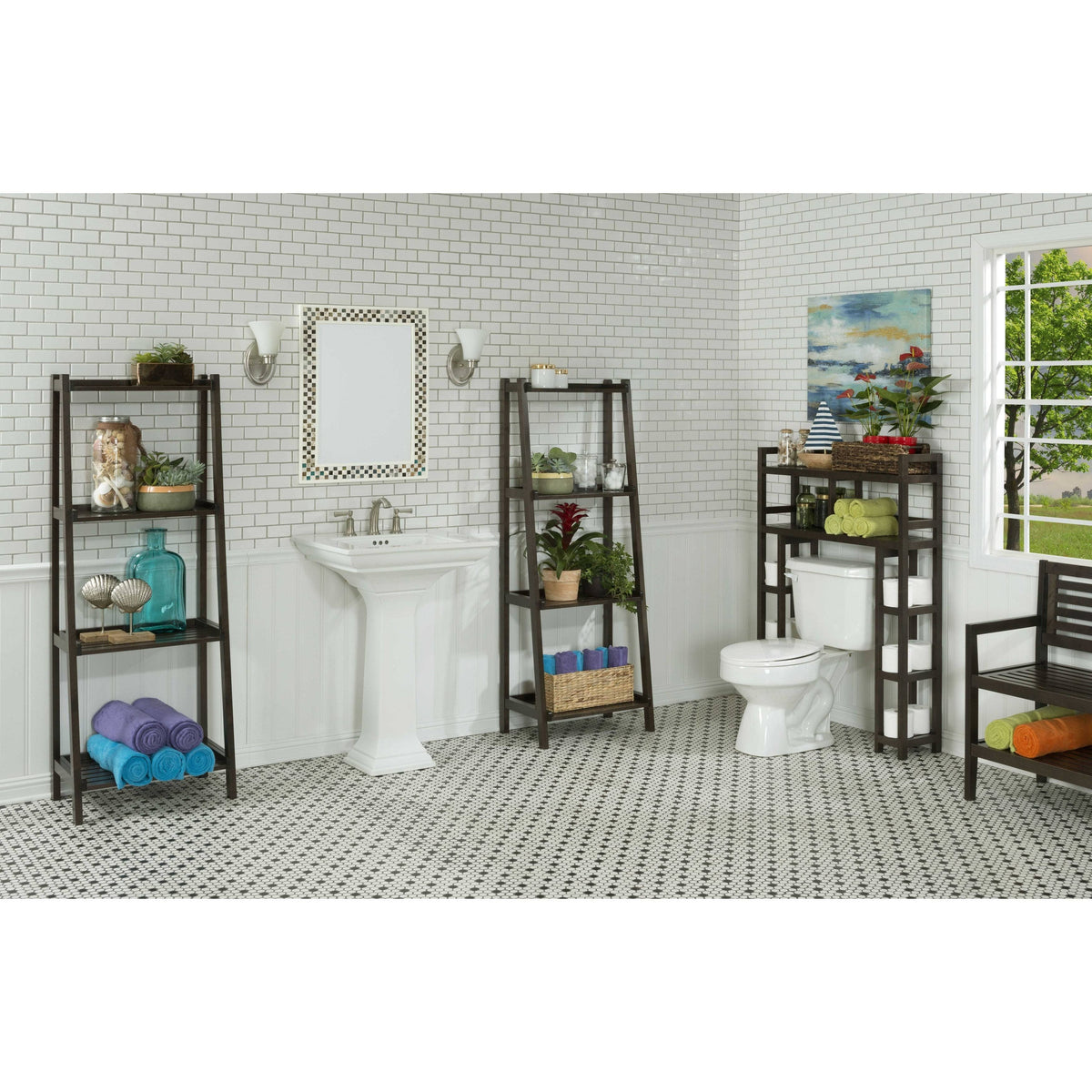 White Bathroom Organizer with 2 Shelves A6721