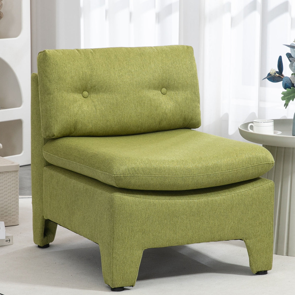Olive Velvet Oversized Armless Chair P677524