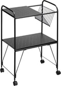 2 Tier Rolling Metal Mesh Storage Cart with Wheels, Black A27064