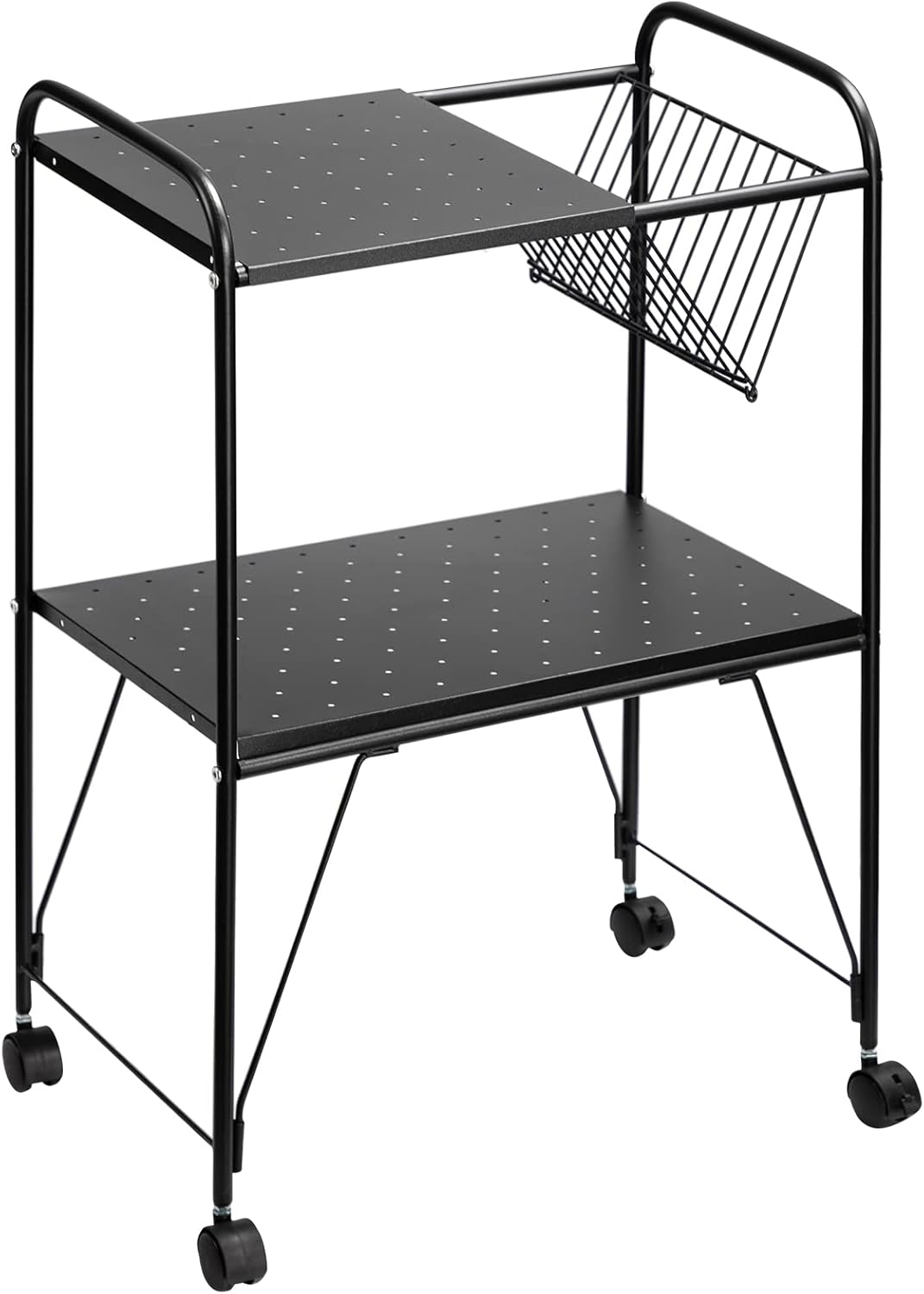 2 Tier Rolling Metal Mesh Storage Cart with Wheels, Black A27064