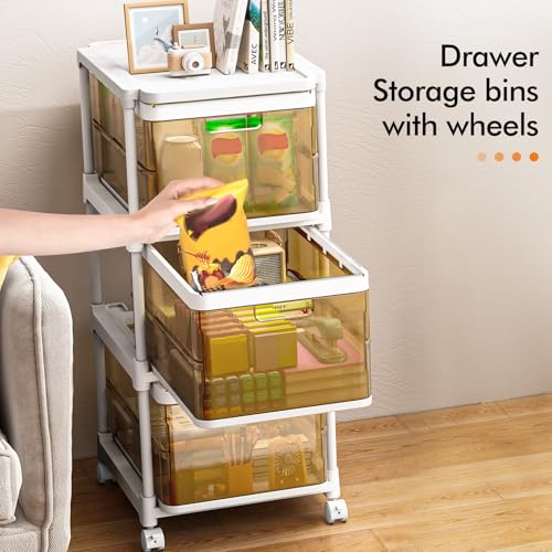 3 Drawer Plastic Storage Organizer with Wheels F2348