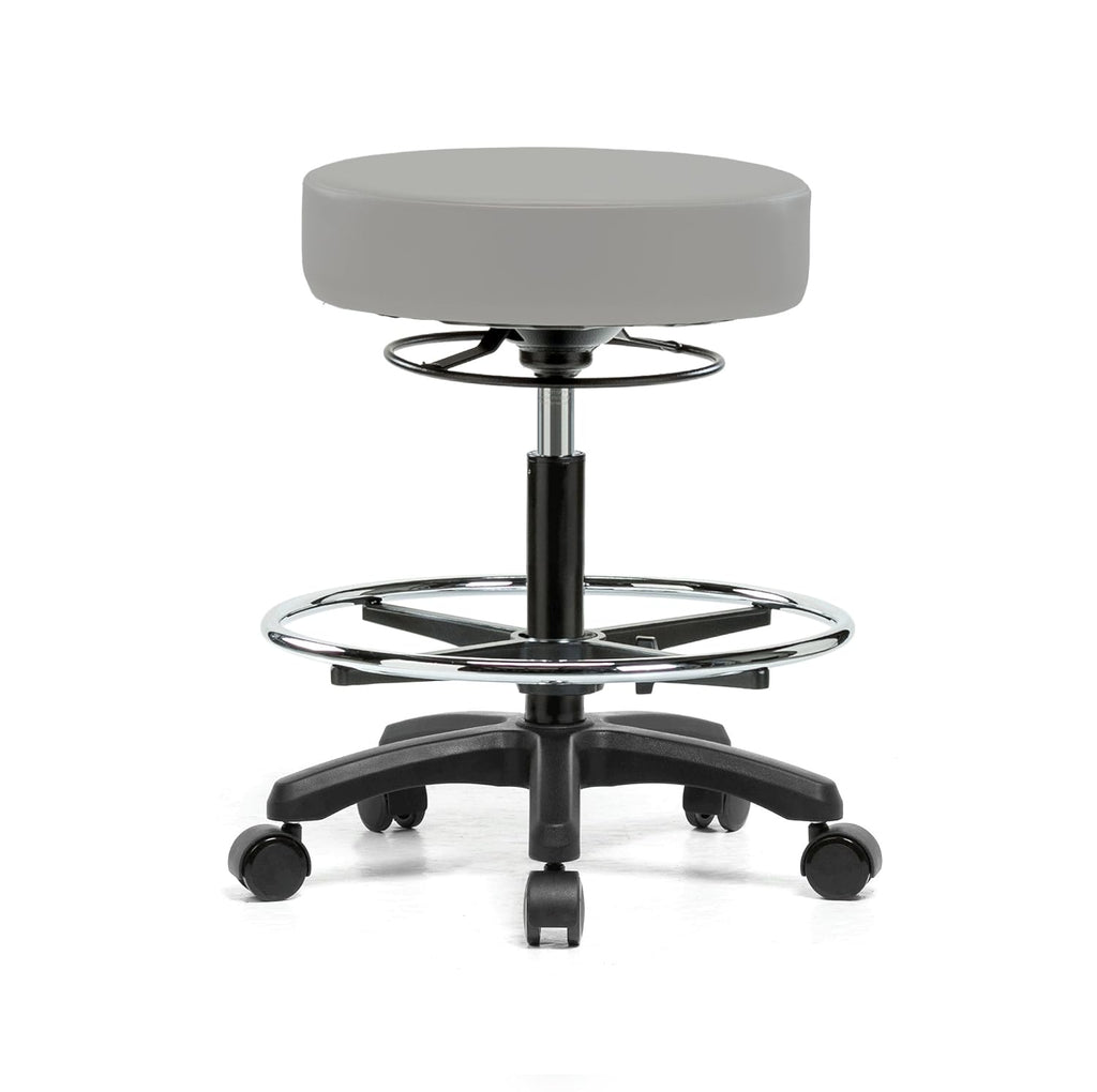 Black Fabric Rolling Height Adjustable Stool L1871