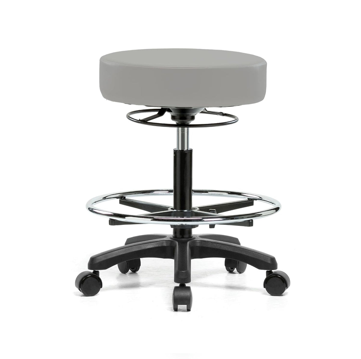 Black Fabric Rolling Height Adjustable Stool L1871