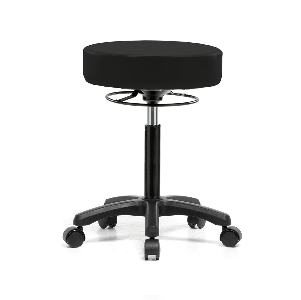 Black Fabric Rolling Height Adjustable Stool L1871