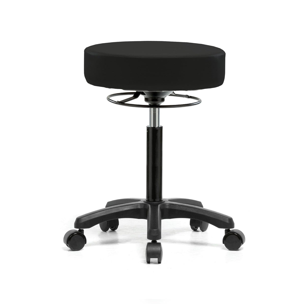 Black Fabric Rolling Height Adjustable Stool L1871