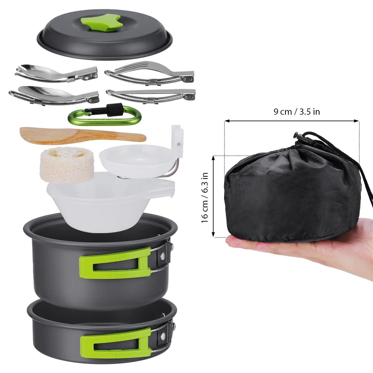 15 Pcs Non Stick Camping Cookware Set T29563