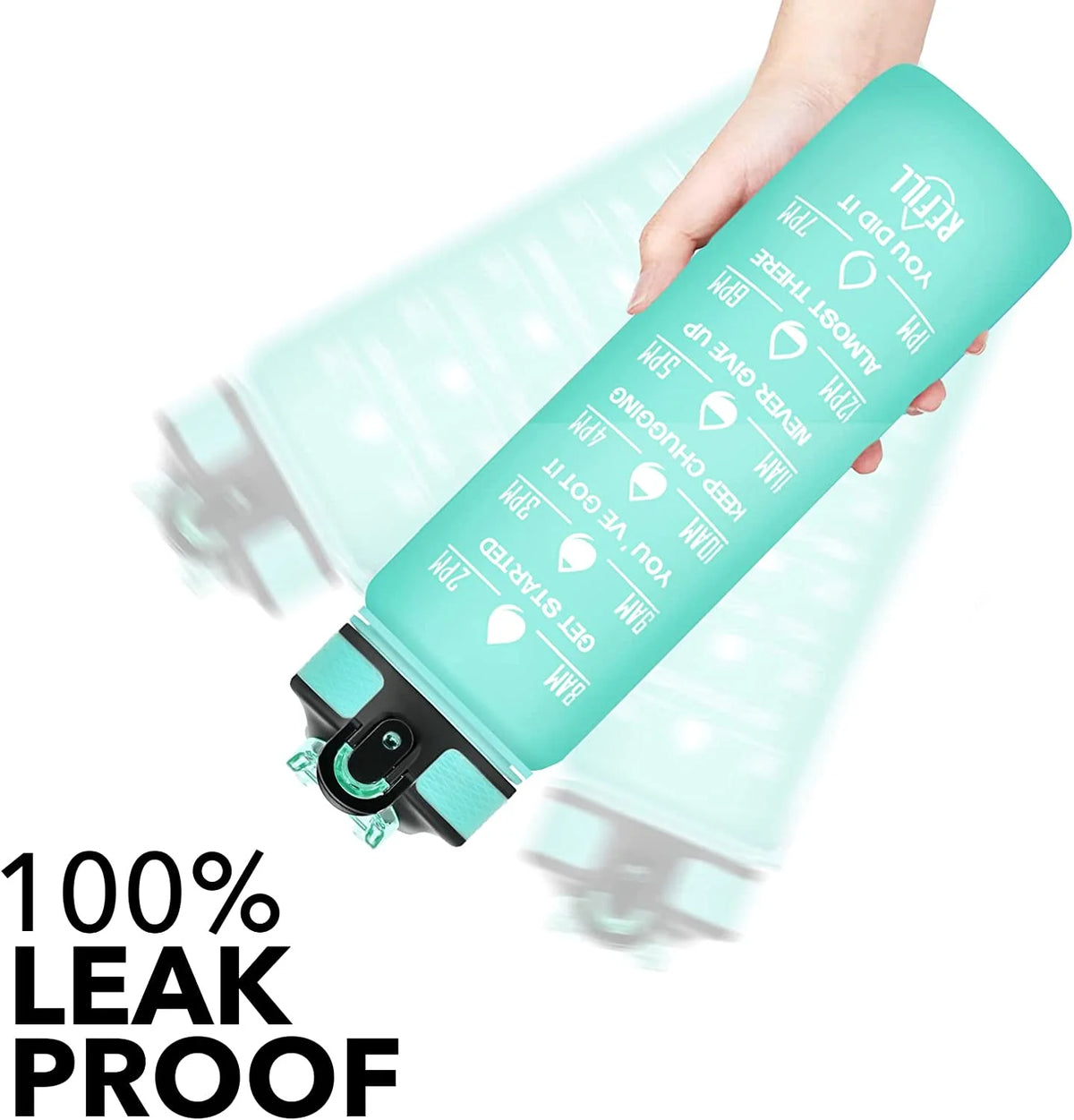 32 oz Motivational Water Bottle with Straw, Time Marker, Leakproof BPA Free J195555