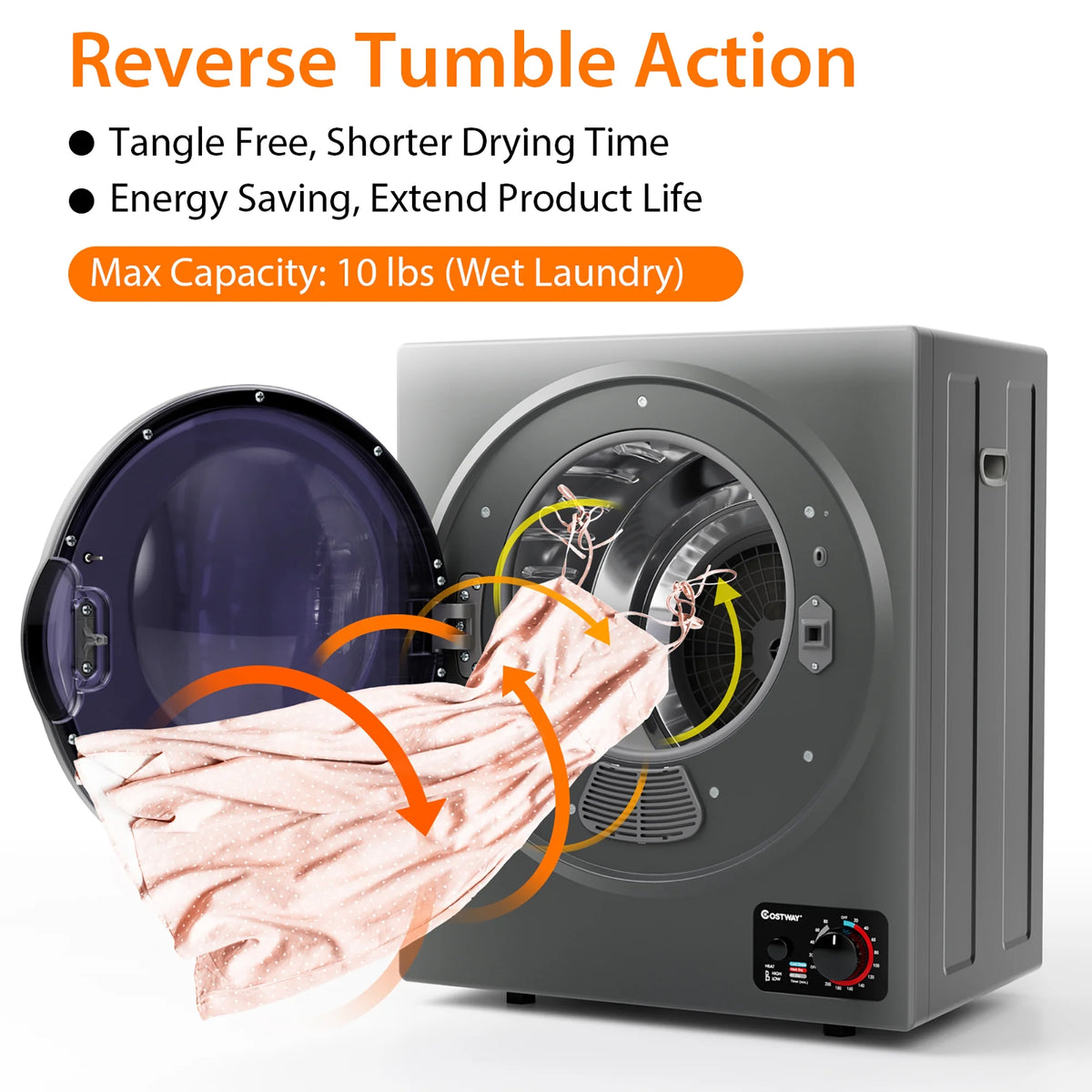 Compact Electric Laundry Dryer Stainless Steel Wall Mounted 1.5 cu.ft. K90163