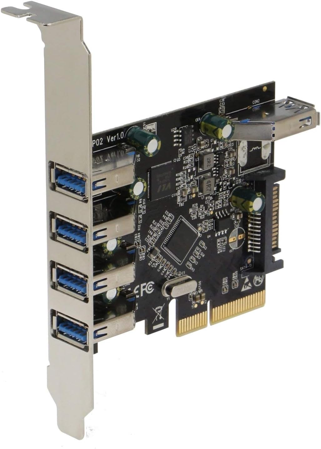 PCIe 5 Port USB 3.1 Gen II Adapter Card with Low and Standard Profile Brackets I887