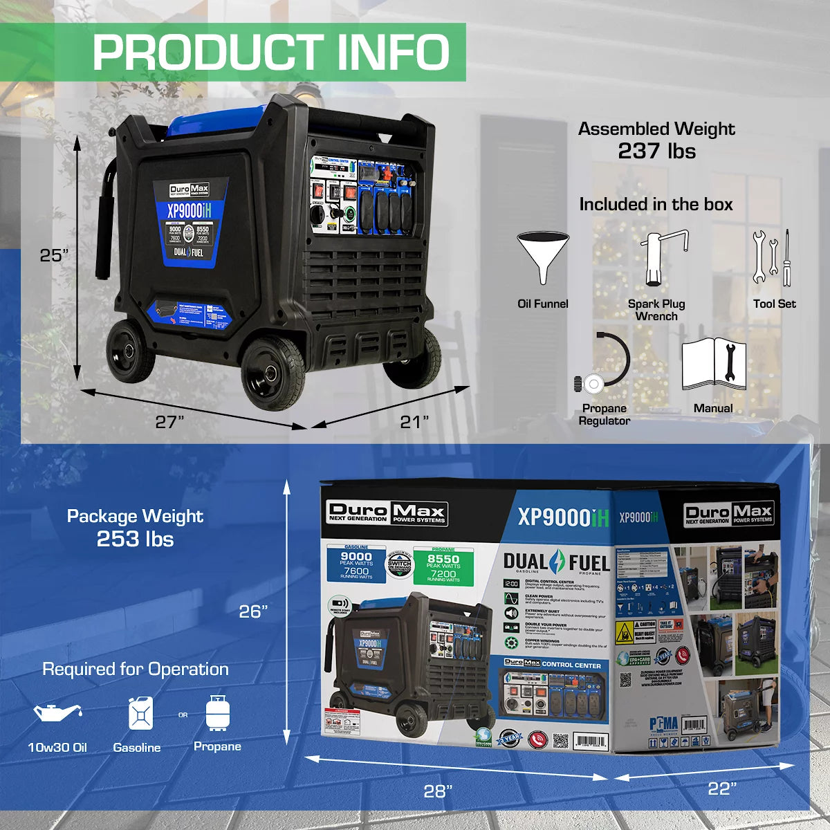 9000 Watt Dual Fuel Inverter Generator with CO Alert Z791