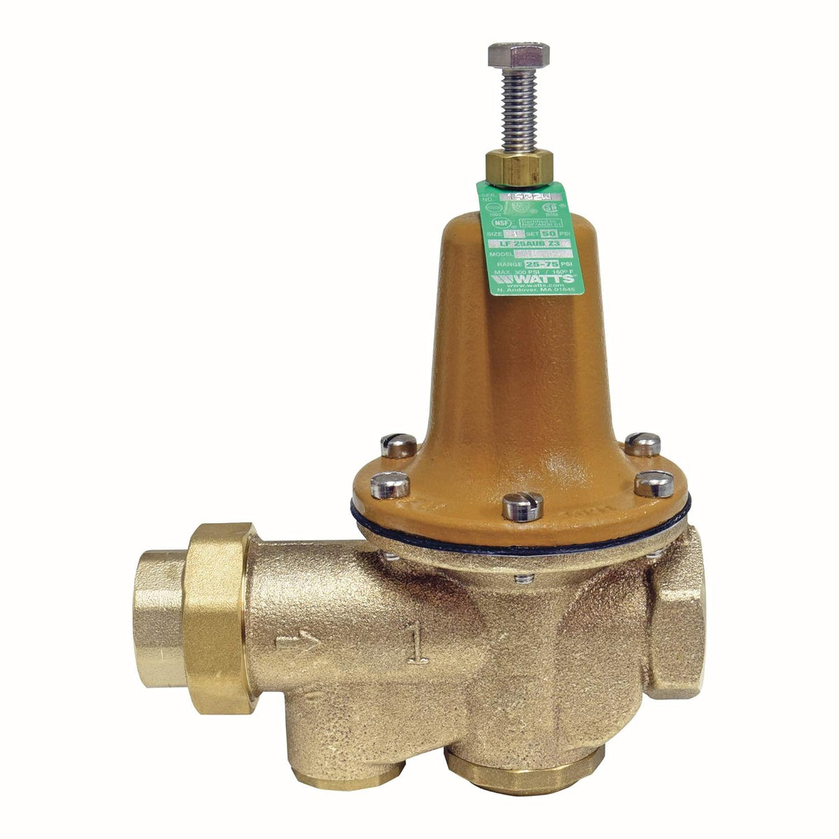 Water Pressure Reducing Valve Union x NPT Female, 1 1/2 Inch, SS Seat N59129