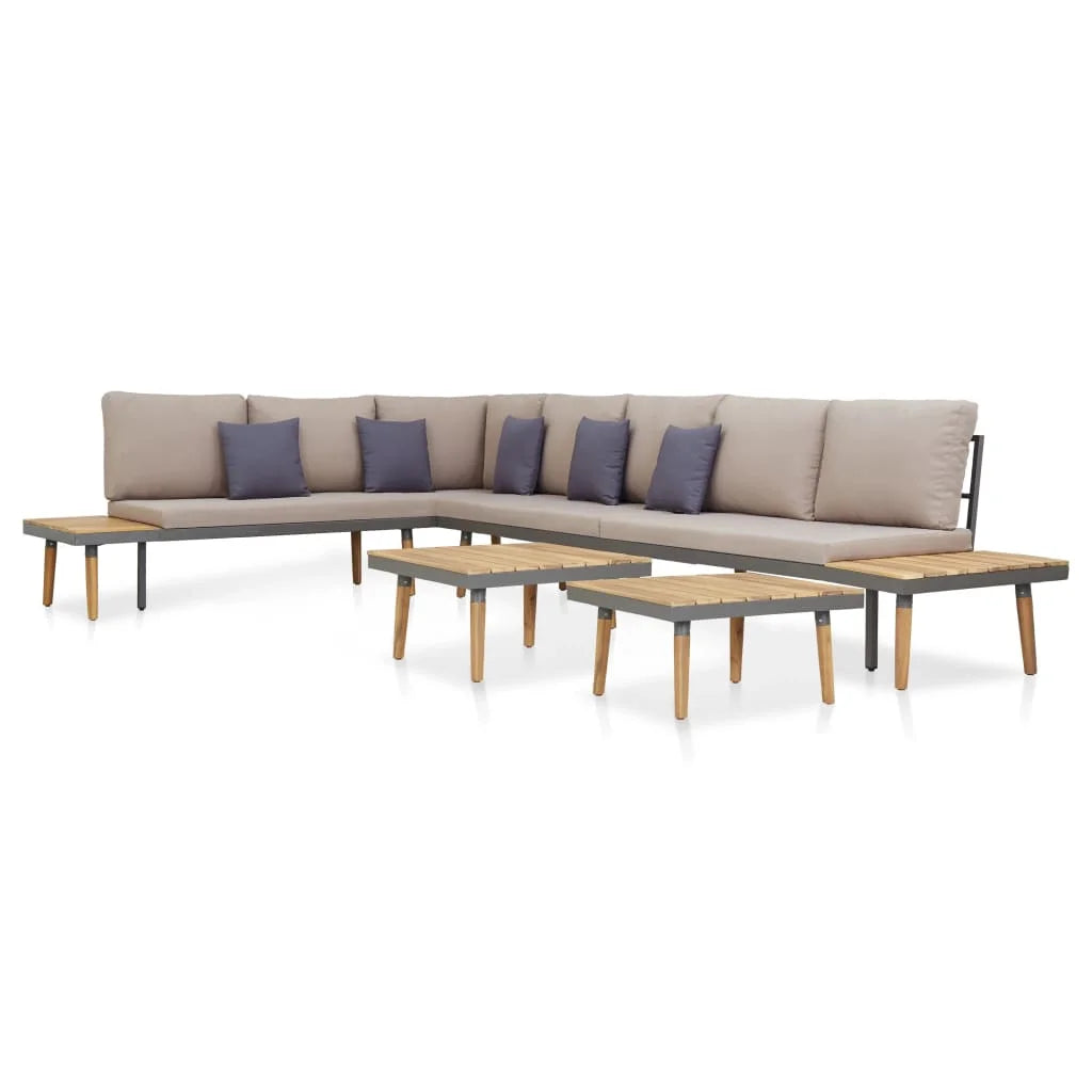 7-Seater Patio Lounge Set with Cushions Acacia Wood Brown O49983