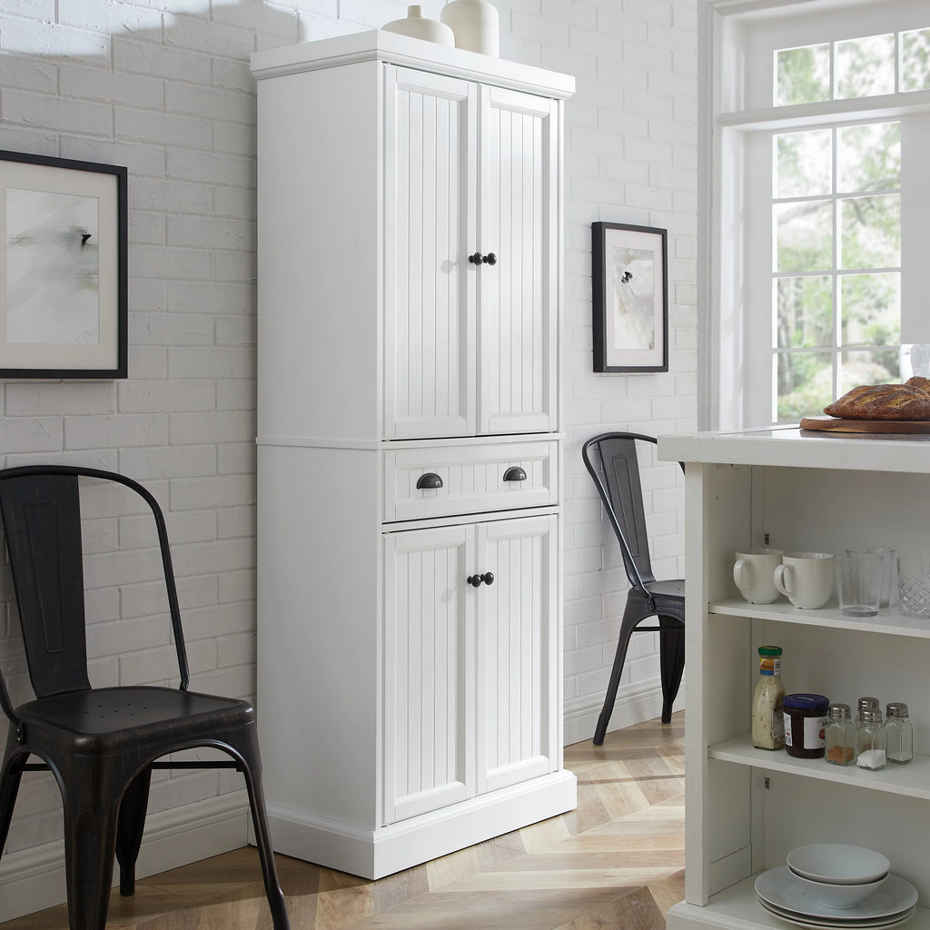 Distressed White Black Wood Pantry W8566